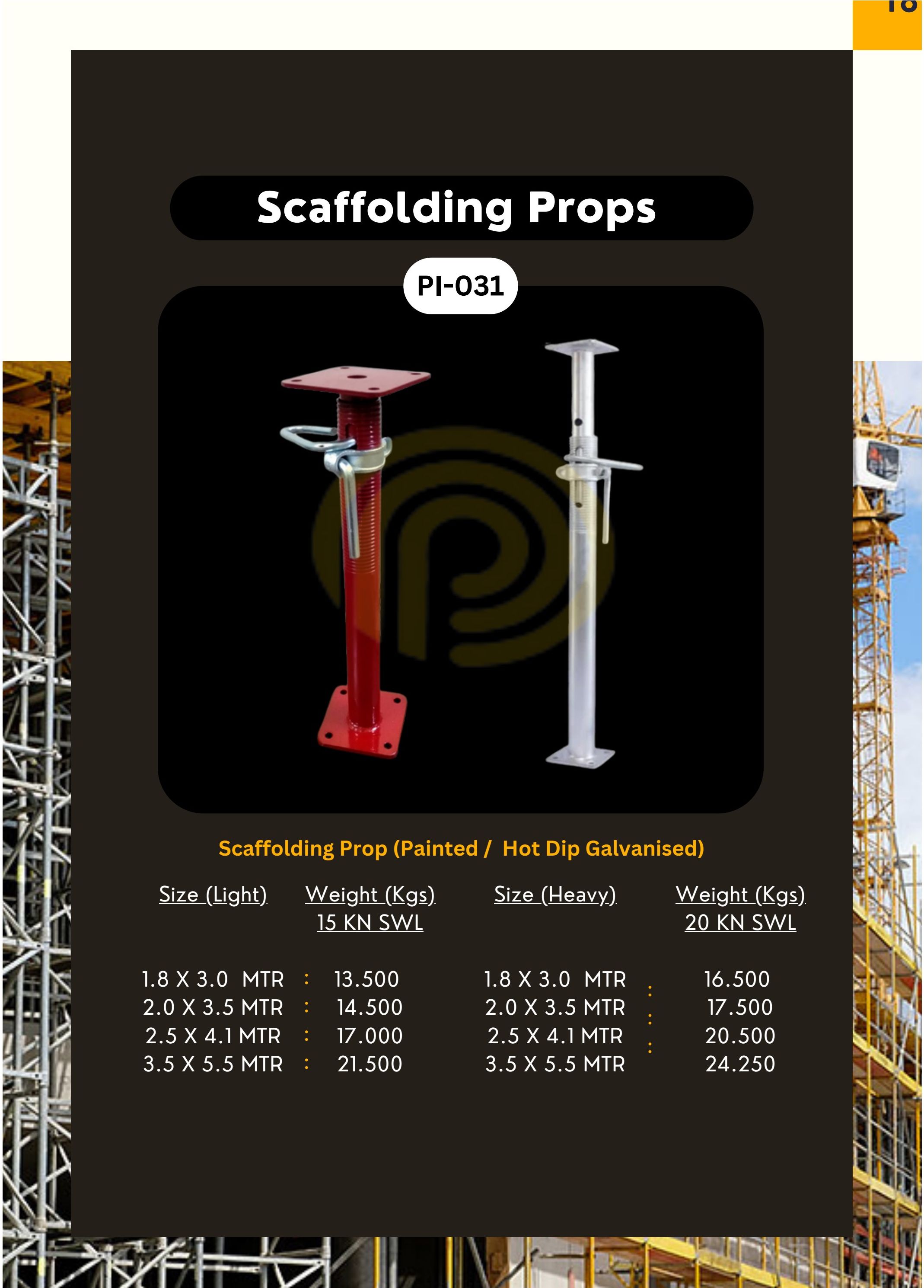 Scaffolding Prop (Painted / Hot Dip Galvanised)